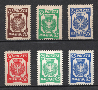 1945 Dachau - Allach, Poland, DP Camp, Displaced Persons Camp (Wilhelm 1 - 4, Variety of Paper, Full Set, CV $50)