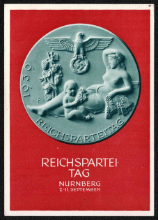 1939 Nazi Party Congress in Nurnberg, Third Reich, Germany, Postal Card (Readable Postmark))