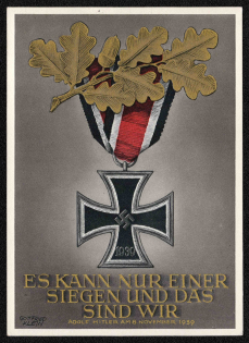 1940 The Iron Cross 'Only One of Us can be the Victor and That is We', Third Reich, Germany, Postal Card (Special Cancellation)