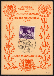 1942 Souvenir card issued for the 1942 Day of the Stamp. Designed by Ludwig Hesshame