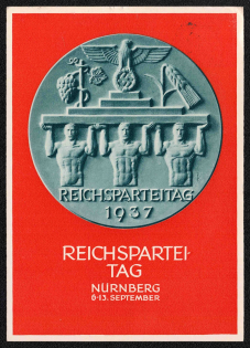 1937 Nazi Party Congress in Nurnberg, Third Reich, Germany, Postal Card (Special Cancellation)