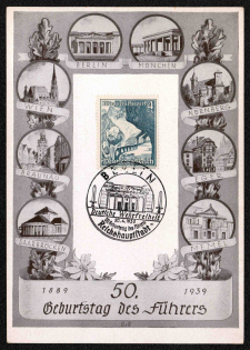 1939 The 50th Anniversary of Hitler's Birthday, Third Reich, Germany, Postal Card (Special Cancellation)