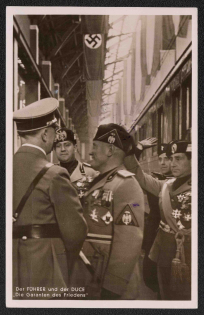 1937 Hitler and Mussolini, Third Reich, Germany, Postcard (Special Cancellations)