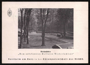 1937 Sanctuary The Unknown Soldier of Lower Saxony, NSKOV, Third Reich, Germany, Postcard (Special Cancellation)
