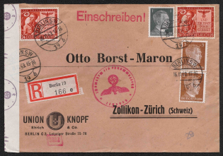 1943 (16 Nov) Third Reich, Germany, Swastika, Registered Cover from Berlin to Zurich (Special Cancellations)