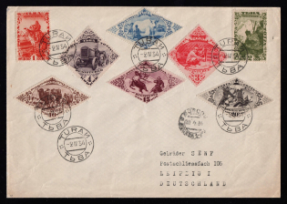 1934 (2 Apr) Tannu Tuva Registered cover from Turan via Moscow to Leipzig (Germany), franked with 1933 complete set