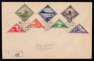 1935 (25 Mar) Tannu Tuva Registered cover from Turan to Genoa (Italy), franked with 1935 complete set