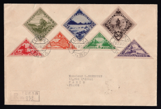 1935 (25 Mar) Tannu Tuva Registered cover from Turan to Paris (France), franked with 1935 complete set