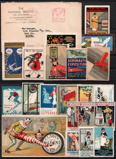 Germany, United States, World, Stock of Cinderellas, Non-Postal Stamps, Labels, Advertising, Charity, Propaganda (#248B)