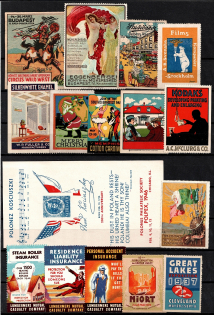 United States, Germany, Europe, Stock of Cinderellas, Non-Postal Stamps, Labels, Advertising, Charity, Propaganda (#131B)