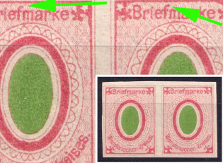 1880 2k Wenden, Livonia, Russian Empire, Russia, Pair (Kr. 8 ND, Sc. L6, Tall 'f', Official Reprint, CV $40, MNH)