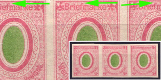 1880 2k Wenden, Livonia, Russian Empire, Russia, Strip (Kr. 8 ND, Sc. L6, Tall 'f', Official Reprint, CV $60)