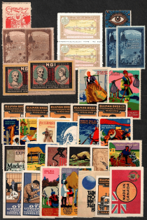 Germany, France, Europe, Stock of Cinderellas, Non-Postal Stamps and Labels, Advertising, Charity, Propaganda, Souvenir Sheets (#2B)