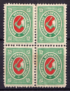 1875 2k Wenden, Livonia, Russian Empire, Russia, Block of Four (Kr. 10, Sc. L8, CV $120)