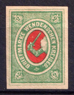 1875 2k Wenden, Livonia, Russian Empire, Russia (Kr. 10U, Sc. L8, Imperforated, Signed, CV $200)