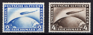 1928 Airmail, Zeppelins, Weimar Republic, Germany (Mi. 423 - 424, Full Set, CV $120)