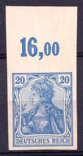 1902 20pf German Empire, Germany (Mi. 72 U, Margin, Control Number '16.00', Signed, CV $330)