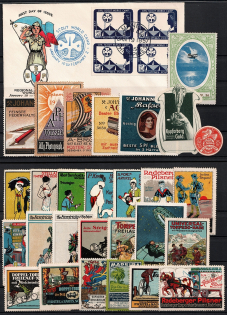 Germany, United States, Stock of Cinderellas, Non-Postal Stamps, Labels, Advertising, Charity, Propaganda (#217B)