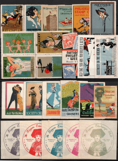 Germany, United States, Japan, Stock of Cinderellas, Non-Postal Stamps, Labels, Advertising, Charity, Propaganda (#246B)