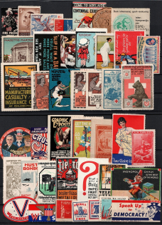 United States, Stock of Cinderellas, Germany, Europe Non-Postal Stamps, Labels, Advertising, Charity, Propaganda (#211B)