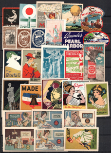 United States, Europe, Stock of Cinderellas, Non-Postal Stamps, Labels, Advertising, Charity, Propaganda (#108B)