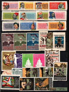 United States, France, Italy, Germany, Stock of Cinderellas, Non-Postal Stamps, Labels, Advertising, Charity, Propaganda (#128B)