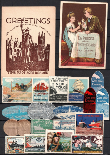 Navy, Ships, Stock of Cinderellas, Great Britain, United States, Europe Non-Postal Stamps, Labels, Advertising, Charity, Propaganda, Full Sheets (#118B)