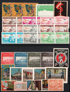 Trains Denmark, Germany, France, Europe, Stock of Cinderellas, Non-Postal Stamps and Labels, Advertising, Charity, Propaganda (#189B)