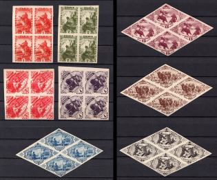1934 Tannu Tuva, Russia, Blocks of Four (Mi. 41 B - 48 B, Full Set, CV $390, MNH)