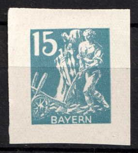 1919 15pf Bavaria, Germany (Grey Blue Proof, MNH)