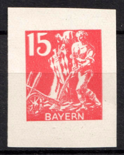 1919 15pf Bavaria, Germany (Red Orange Proof, MNH)