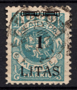 1923 1L on 1000M Memel (Klaipeda), Germany (Mi. 182 VII a, Canceled, CV $1,040)