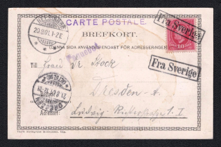 1901 (20 Aug) Sweden Sea Mail Paquebot Postcard from Helsingborg to Dresden