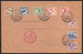 1936 (1 Aug) Olympic Games, Third Reich, Germany, Airmail, Cover from Frankfurt to Rathenow (Commemorative Postmarks)