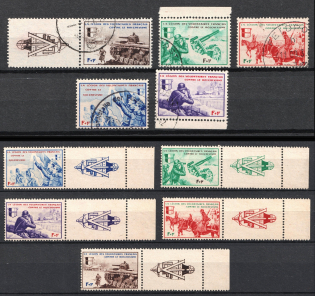 1942 French Legion, Germany (Mi. VI - X, Margins, Coupons, Full Set, CV $130)