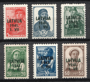 1941 Latvia, German Occupation, Germany (Mi. 1 - 6, Full Set, CV $100, MNH)