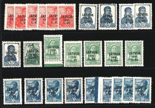 1941 Latvia, German Occupation, Germany, Small Stock of Stamps