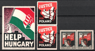 'Donated in the Interests of Freedom', Hungary, Poland, Spain, Stock of Military Propaganda Stamps