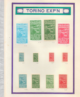 1911 Exhibition, Turin, Italy, Stock of Cinderellas, Non-Postal Stamps, Labels, Advertising, Charity, Propaganda (#615)