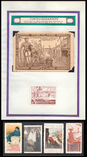 1910 Agricultural, Industrial Exhibition, Vigodarzere, Italy, Stock of Cinderellas, Non-Postal Stamps, Labels, Advertising, Charity, Propaganda, Postcard (#646)