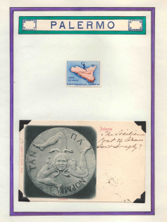 1901 Palermo, Italy, Stock of Cinderellas, Non-Postal Stamps, Labels, Advertising, Charity, Propaganda, Postcard (#665)