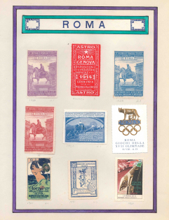 Rome, Italy, Stock of Cinderellas, Non-Postal Stamps, Labels, Advertising, Charity, Propaganda (#670)