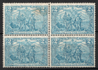 1915-19 2m German Empire, Germany, Block of Four (Mi. 95 B II a, CV $120)