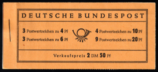 1951 Compete Booklet with stamps of German Federal Republic, Germany, Excellent Condition (Mi. MH 1, CV $1,170)
