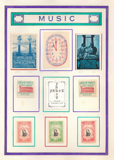 1922-34 Music, Italy, Stock of Cinderellas, Non-Postal Stamps, Labels, Advertising, Charity, Propaganda (#706)