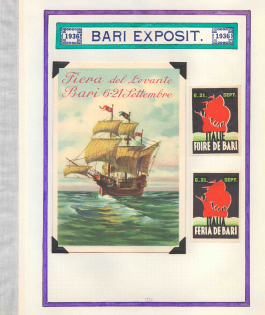 1936 Exhibition, Bari, Italy, Fleet, Ship, Stock of Cinderellas, Non-Postal Stamps, Labels, Advertising, Charity, Propaganda, Postcard (#634)