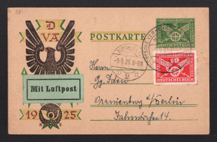 1925 (9 Jun) Germany Airmail postcard from Munich to Berlin with the special postcard, stamp, and postmark of German transport exhibition