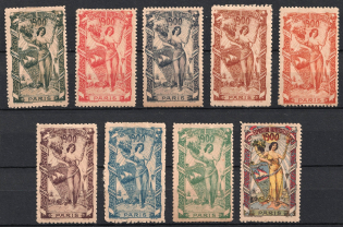 1900 Exhibition, Paris, France, Stock of Cinderellas, Non-Postal Stamps, Labels, Advertising, Charity, Propaganda