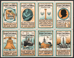 1926 Exhibition, Philadelphia, United States, Stock of Cinderellas, Non-Postal Stamps, Labels, Advertising, Charity, Propaganda, Block