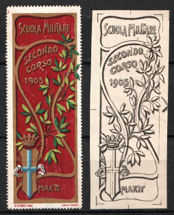 Italy, Proofs, Essays of Military Unit Label, Italian Army, Rare